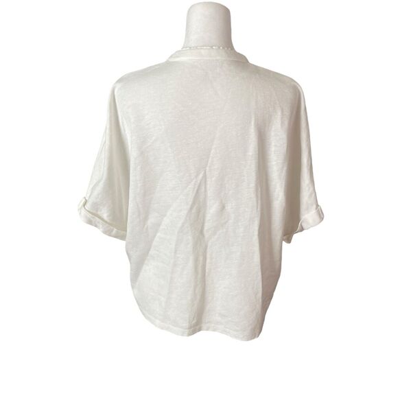 Majestic Filatures Taille 2 Small Deluxe Teeshirt Linen Cotton Top Vneck - Picture 9 of 10